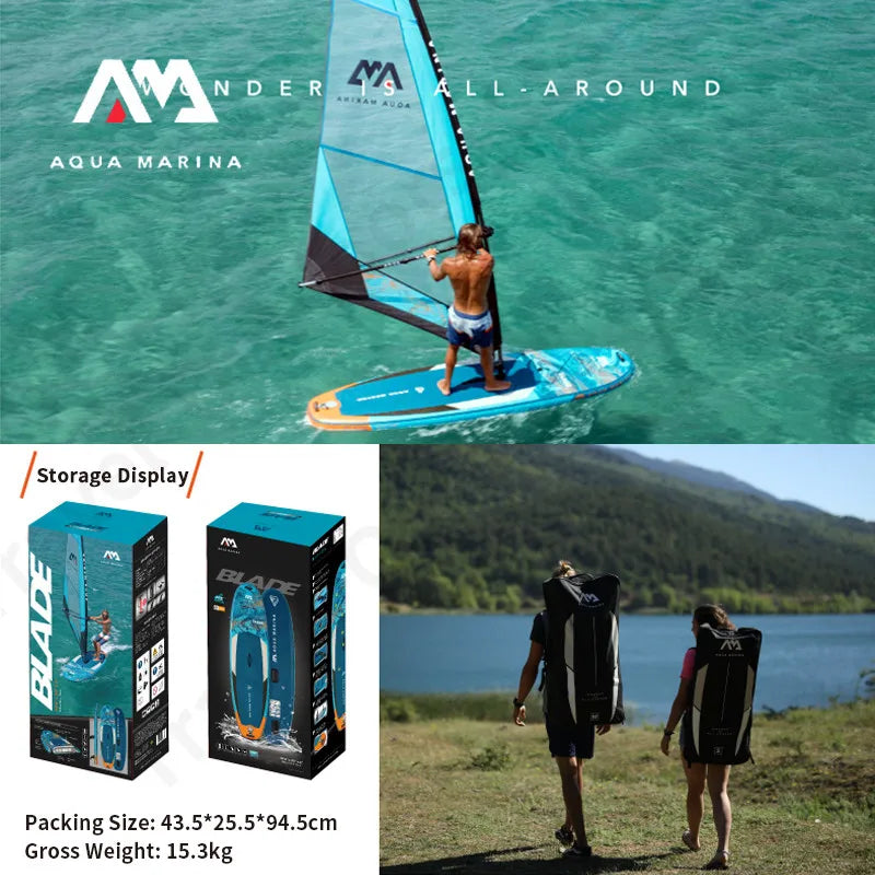 AQUA MARINA BLADE Inflatable Sup Board Sail Sailboat Surfboard Stand Up Sports Paddle Board Surf Aquatic Water Sports Windsail