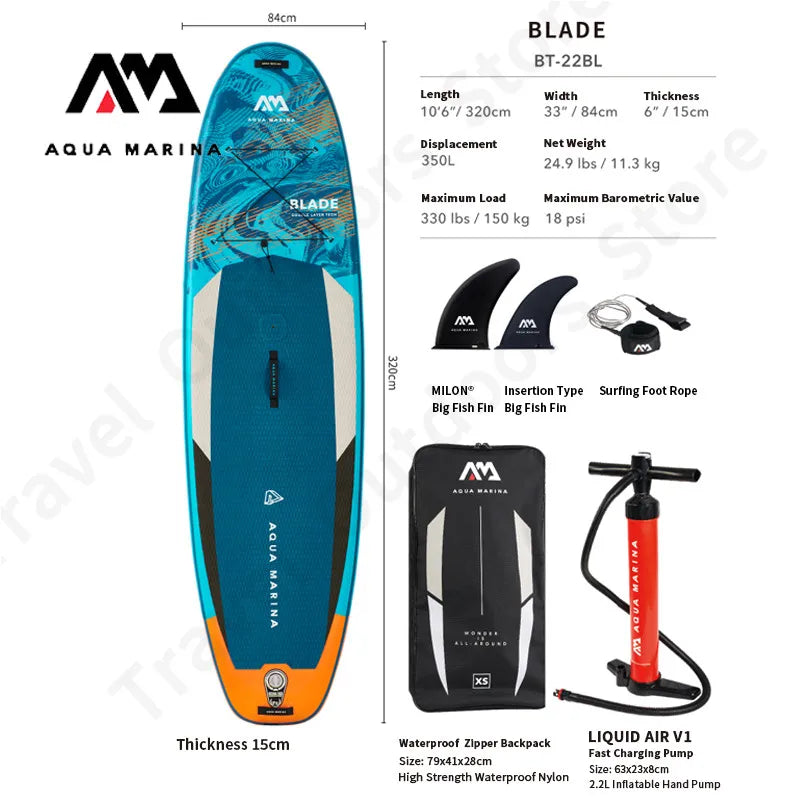 AQUA MARINA BLADE Inflatable Paddle Surf Board Portables 3.2m Stand Up SUP EVA Non-Slip Surfing Windsurfing Aquatic Sports Board