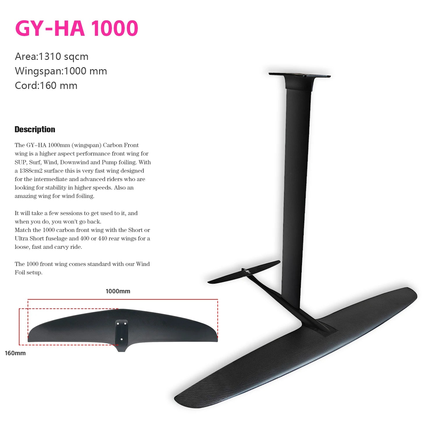 Watersports HA1000 Pump Racing Foil Board Windsurfer Board With Sail Electric Surfboard Wasserski Foil Carbon Hydrofoil Wing